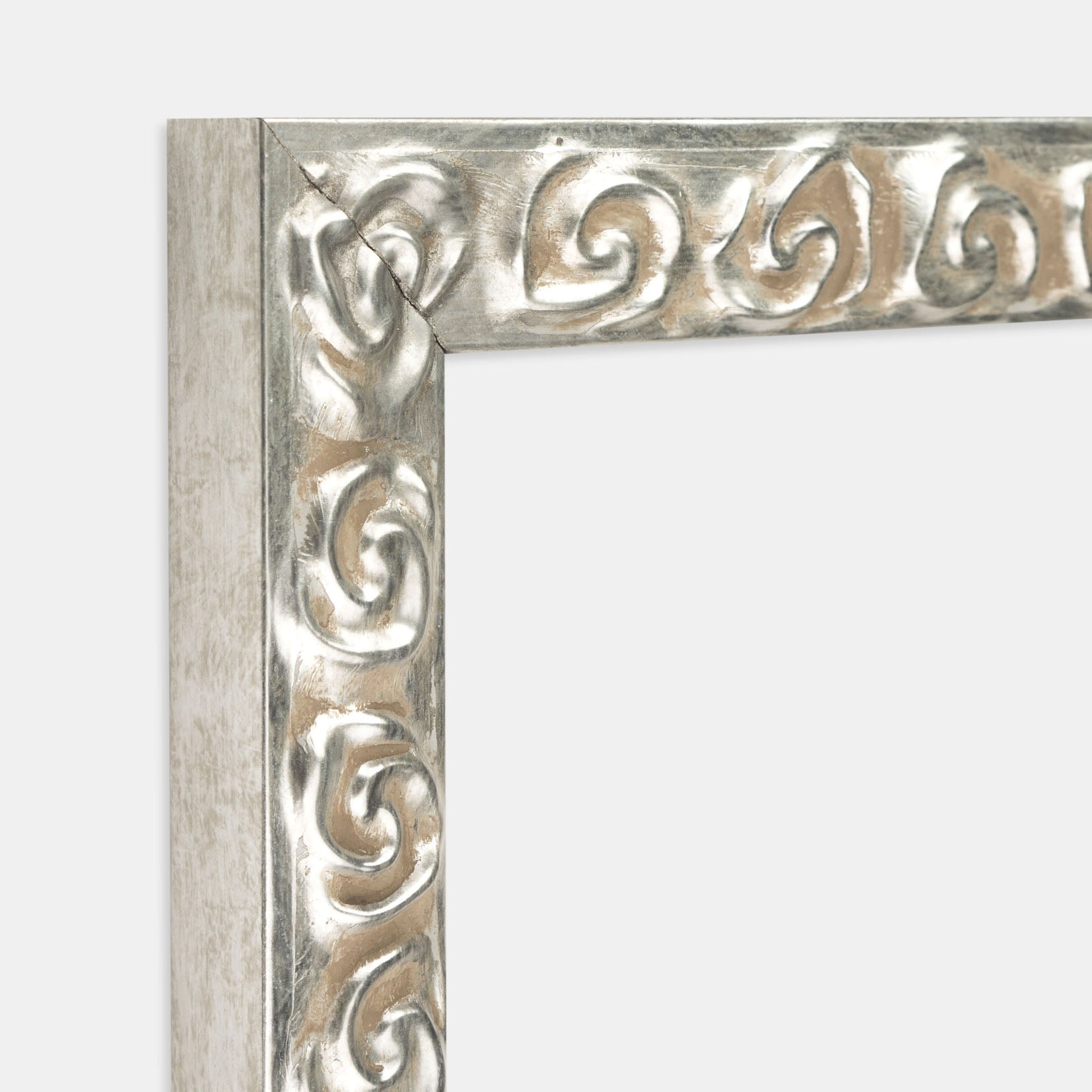 Cornice argentata fiori in rilievo